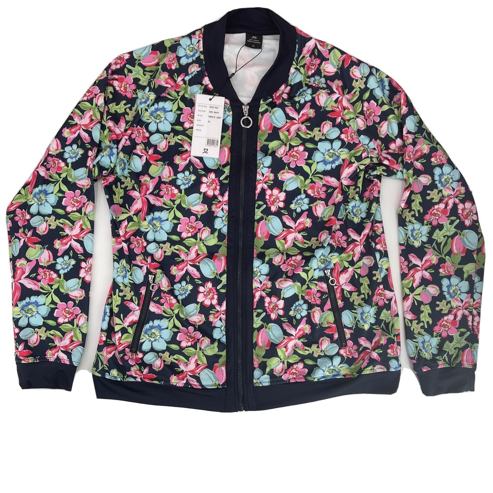 Daily Sports Jacket Womens XL Multicolor‎ Floral Full Zip Golf Pickleball Tennis